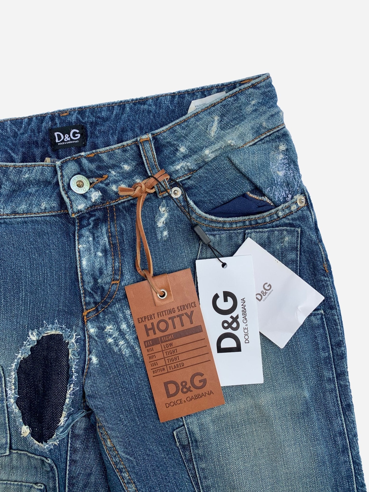 DOLCE & GABBANA FLARED 'HOTTY' PATCHWORK DENIM. (26) - SEVENUES.