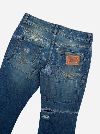 DOLCE & GABBANA FLARED 'HOTTY' PATCHWORK DENIM. (26) - SEVENUES.