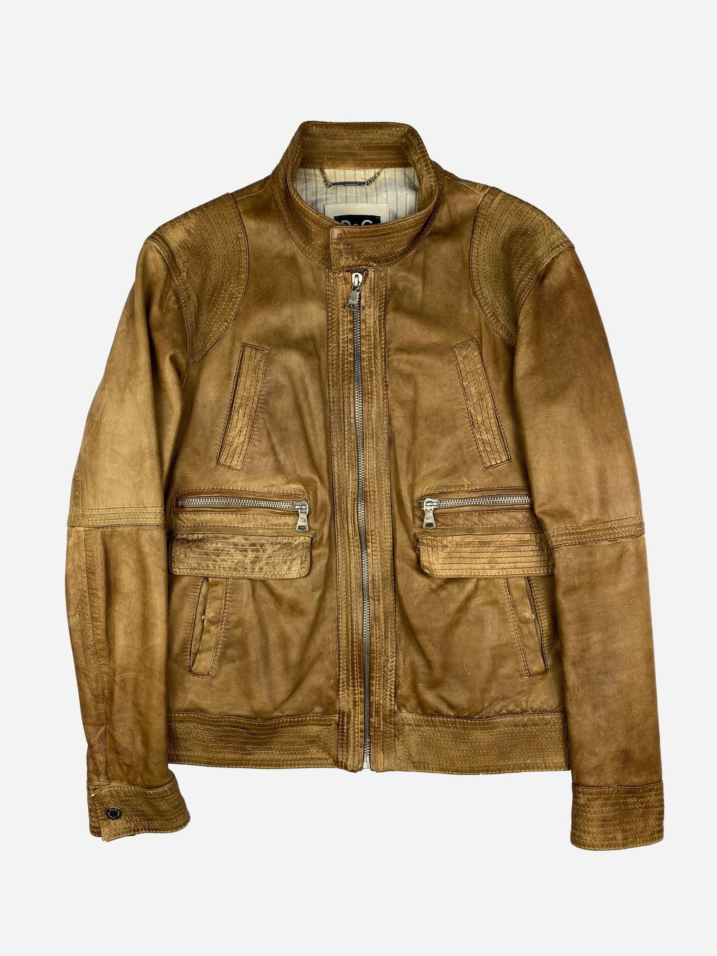 DOLCE & GABBANA F/W 2011 LAMB LEATHER JACKET. (56 / XL) - SEVENUES.