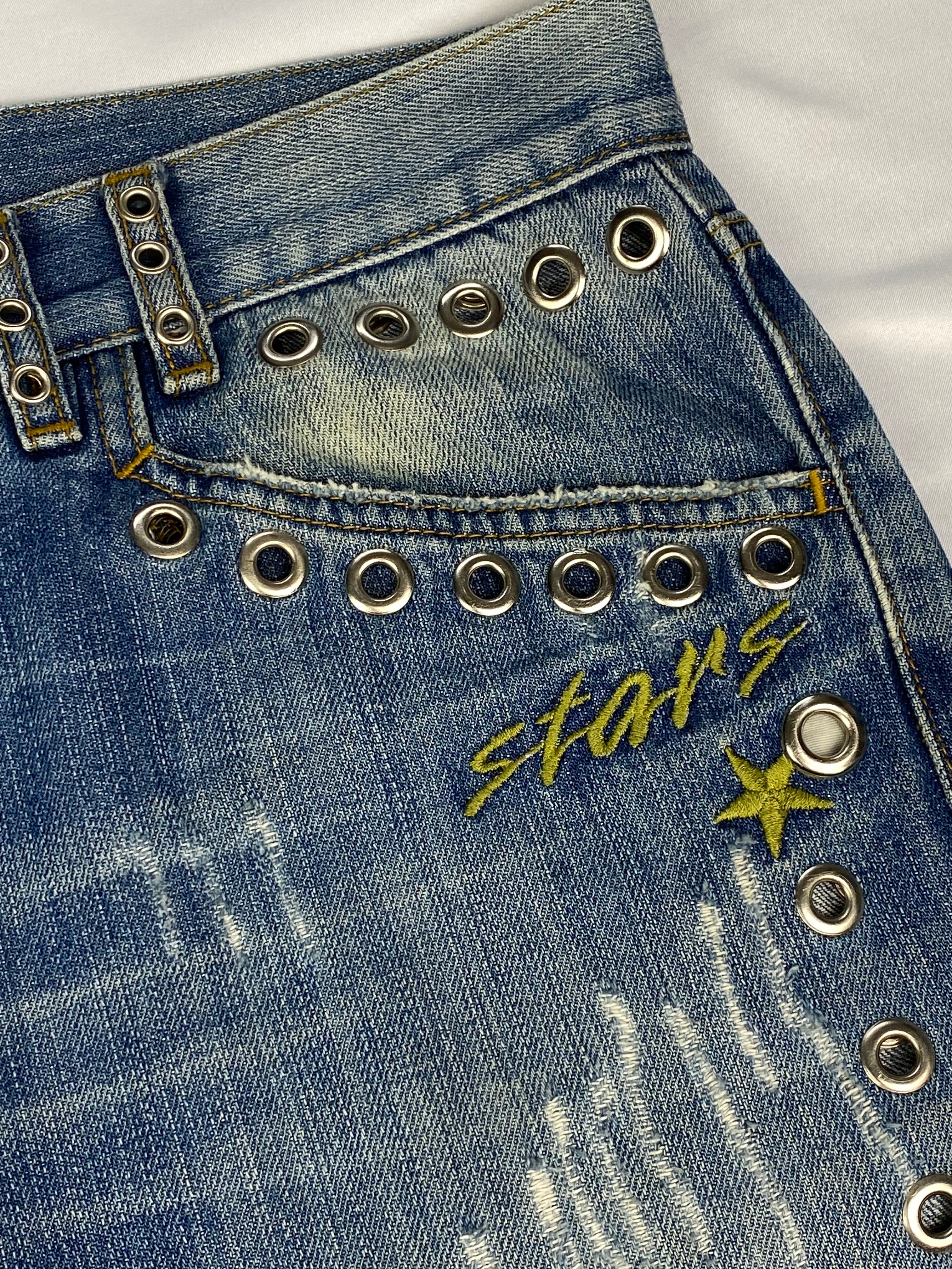 dolce & gabbana archive studded 'stars' distressed denim. (54 / l