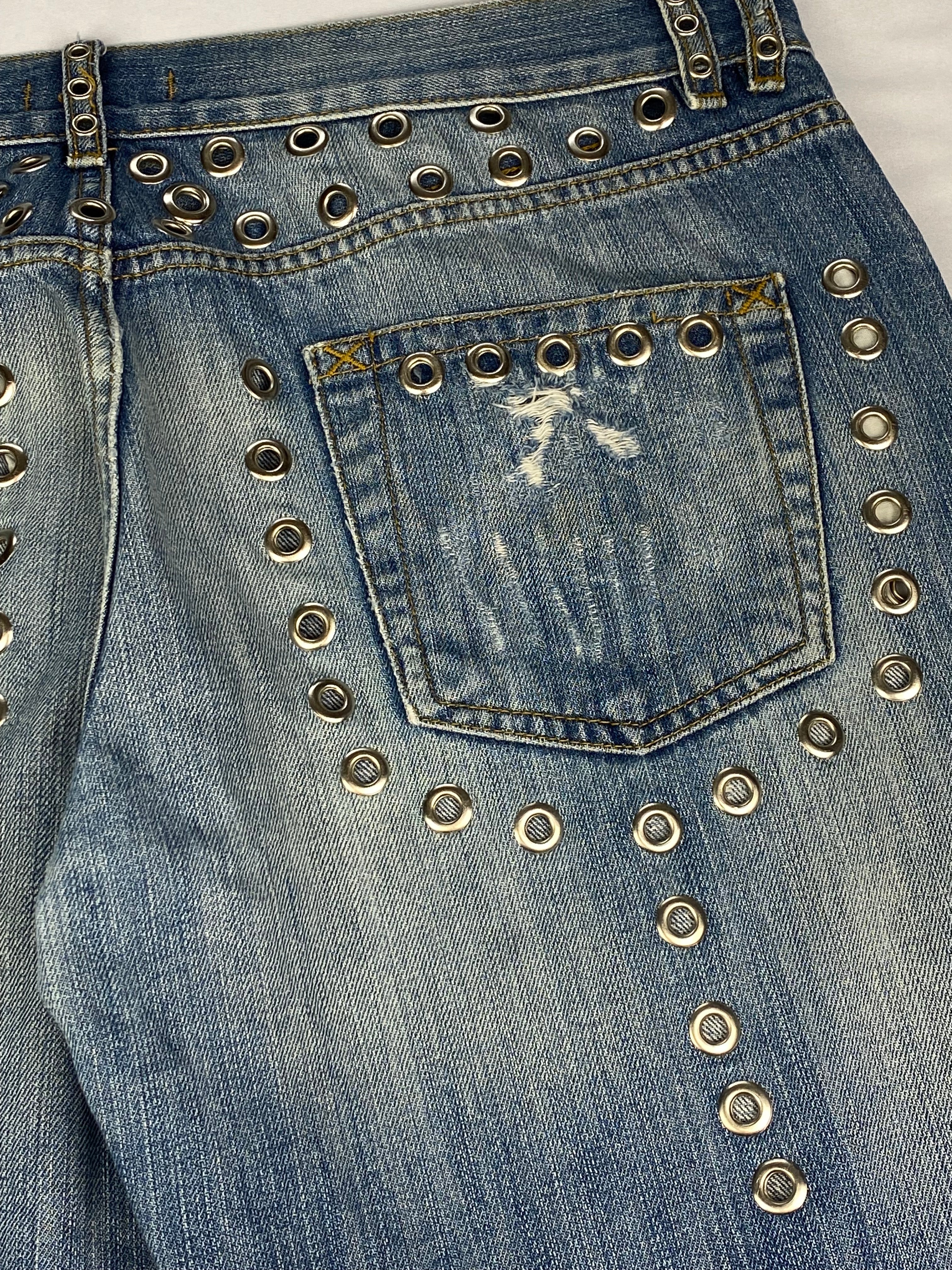 DOLCE & GABBANA ARCHIVE STUDDED 'STARS' DISTRESSED DENIM. (54 / L