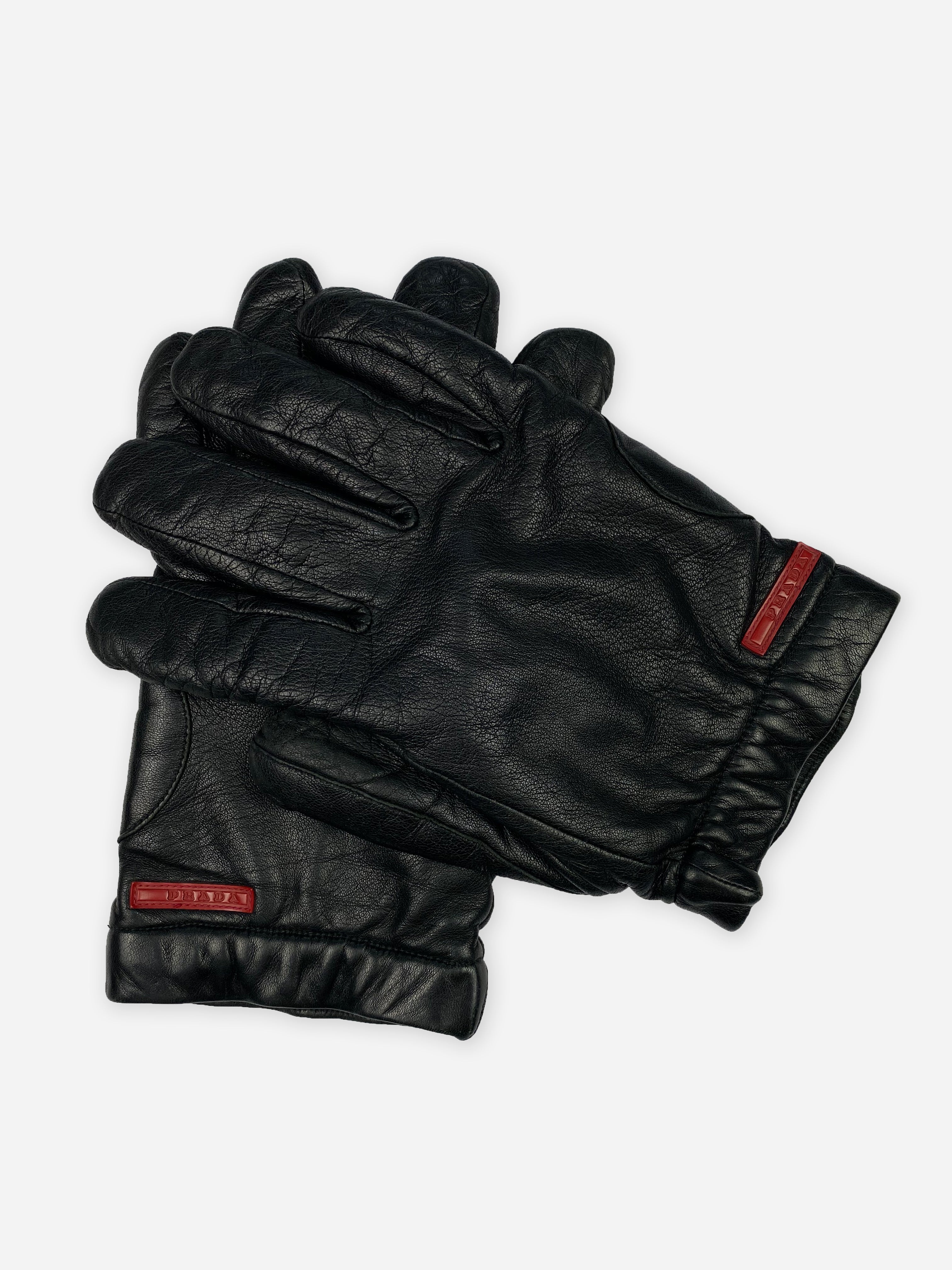 PRADA LINEA ROSSA F W 2001 LEATHER GLOVES. SEVENUES