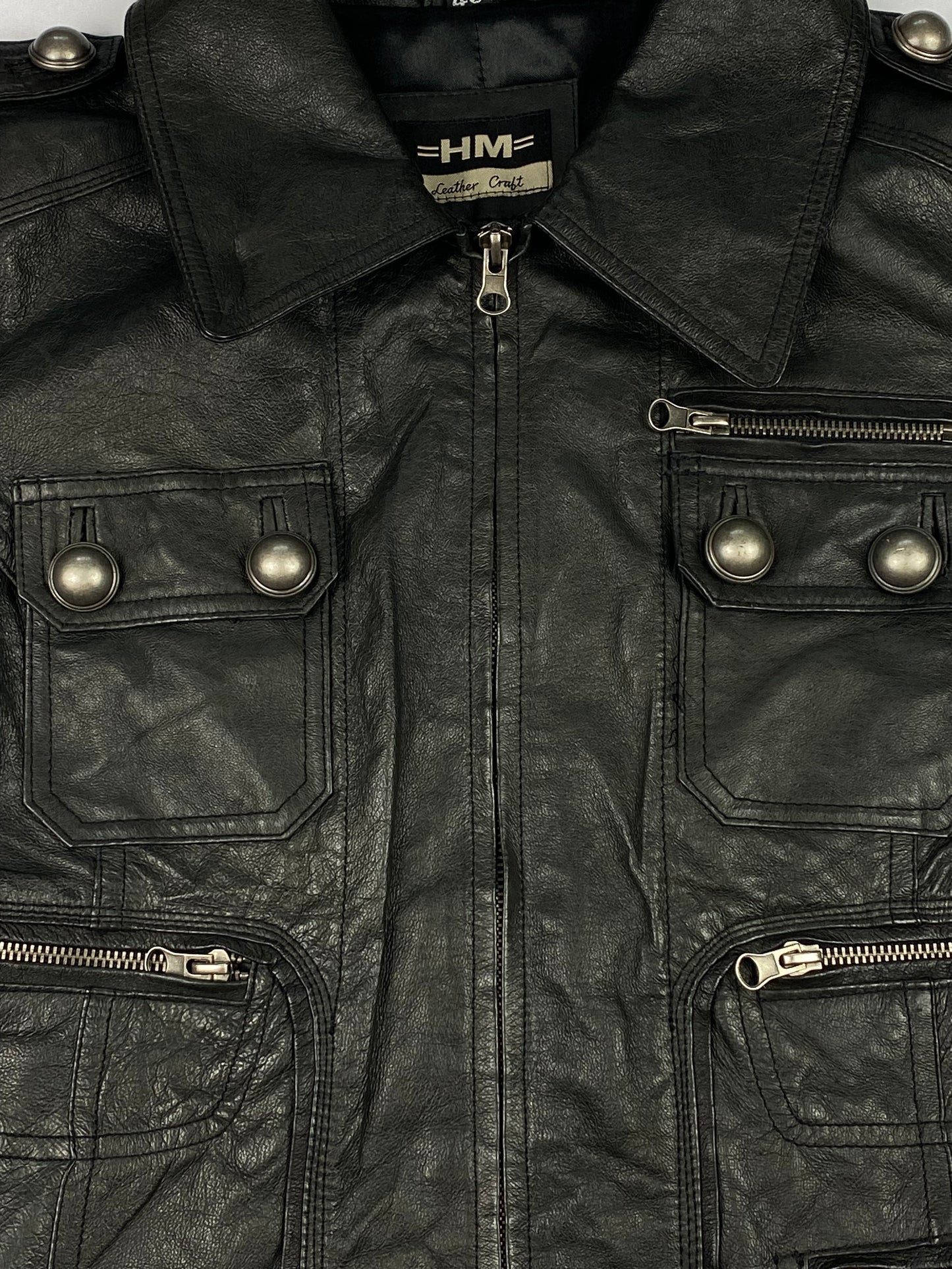 VINTAGE HARLEY DAVIDSON BIKER LEATHER JACKET. (40 / M)