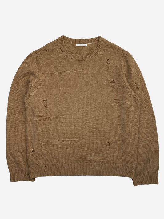 HELMUT LANG F/W 2022 DISTRESSED WOOL KNIT JUMPER. (XXL) - SEVENUES.