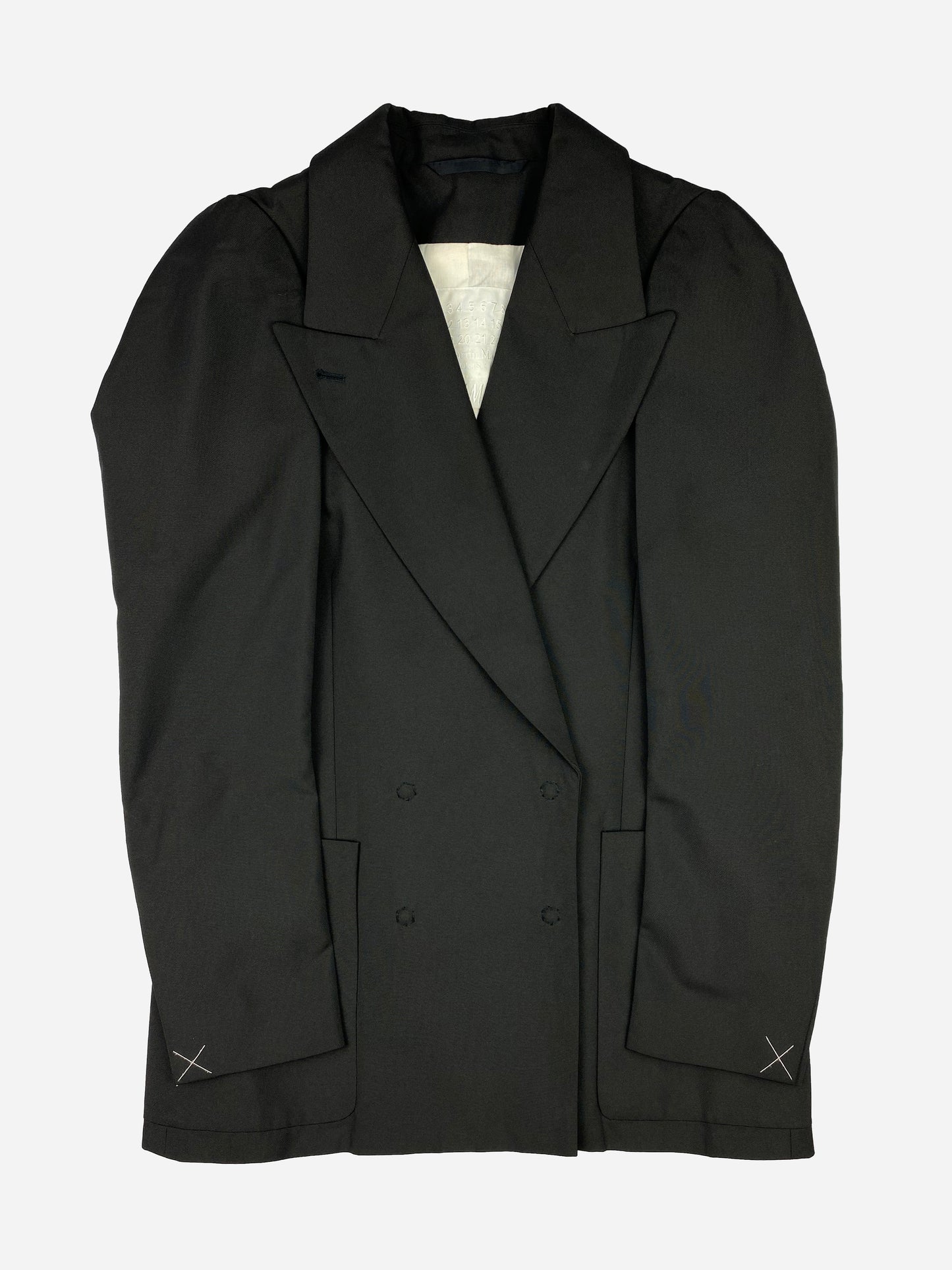 MAISON MARGIELA X H&M DOUBLE-BREASTED BLAZER JACKET. (34 / XS)