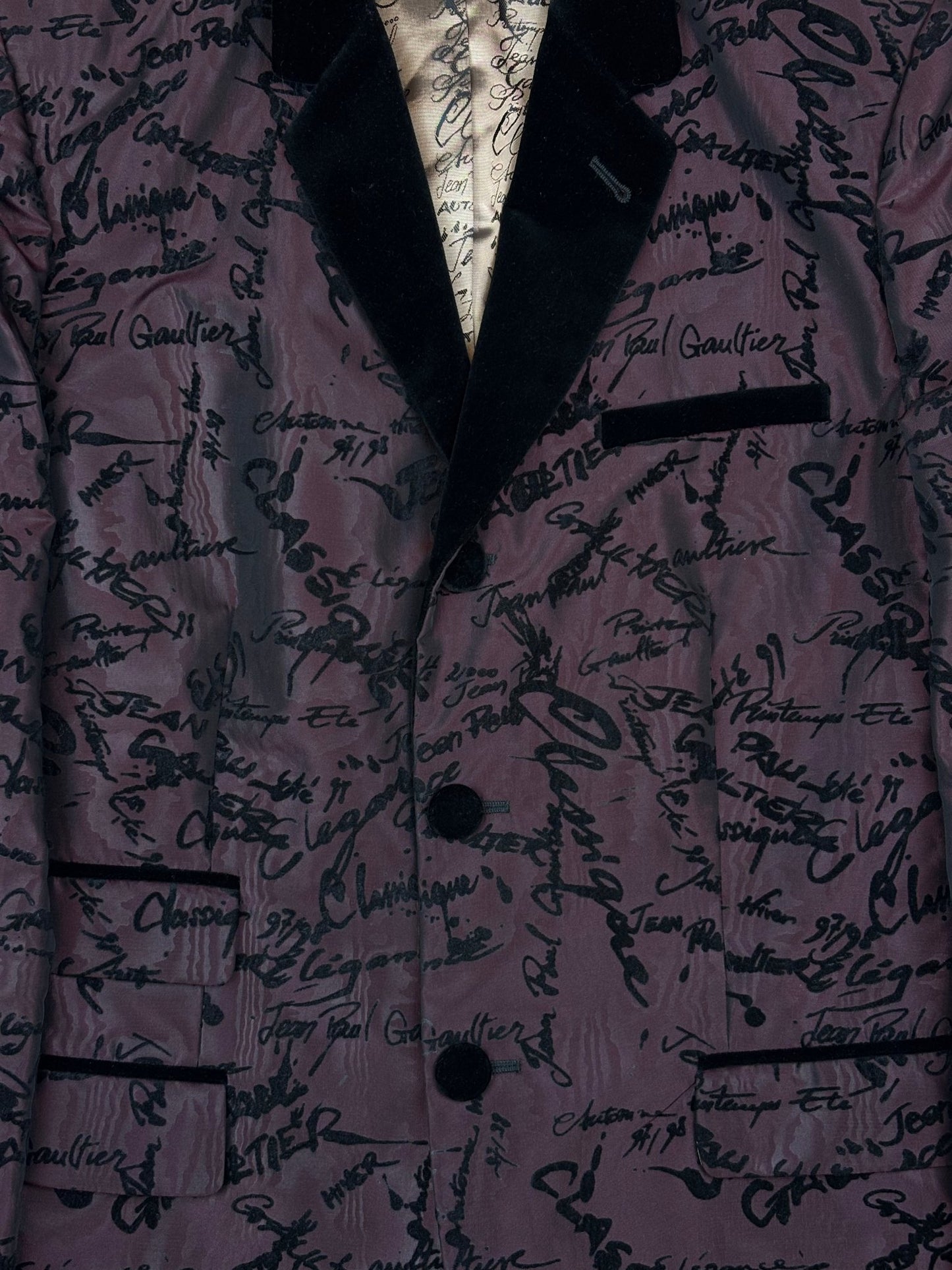 JEAN PAUL GAULTIER 'CLASSIQUE' F/W 1997 VELVET SCRIBBLE BLAZER. (48 / M) - SEVENUES.