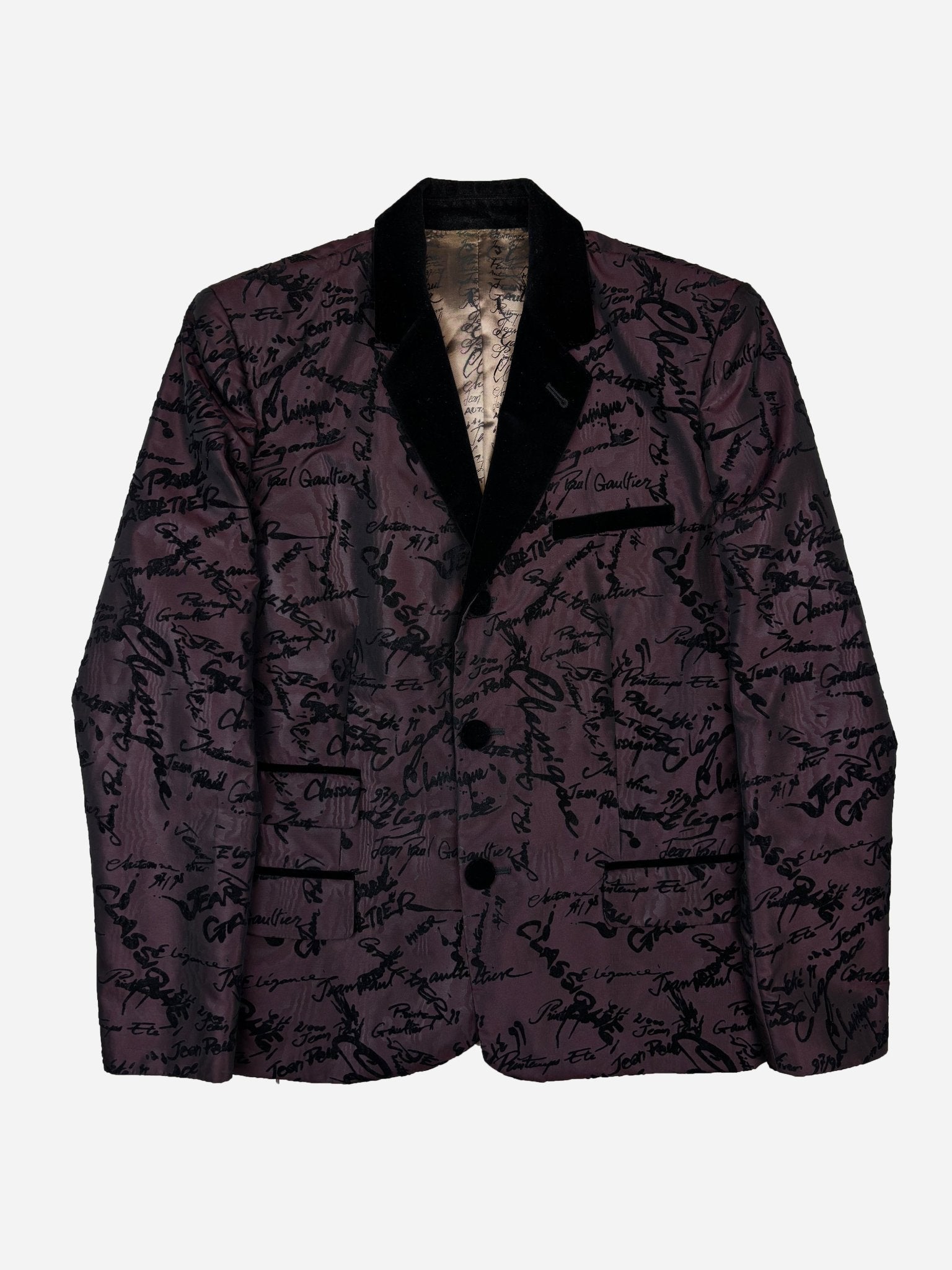 JEAN PAUL GAULTIER 'CLASSIQUE' F/W 1997 VELVET SCRIBBLE BLAZER. (48 / M) - SEVENUES.