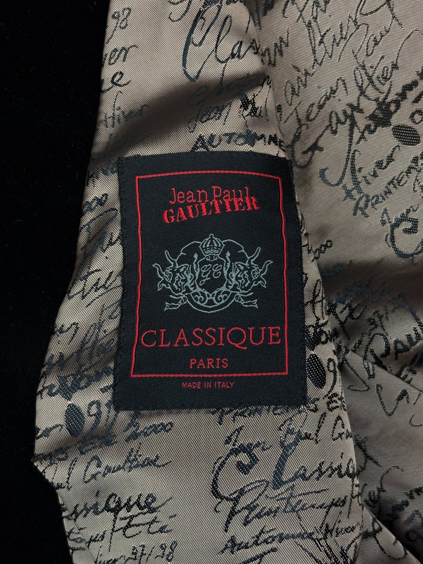 JEAN PAUL GAULTIER 'CLASSIQUE' F/W 1997 VELVET SCRIBBLE BLAZER. (48 / M) - SEVENUES.