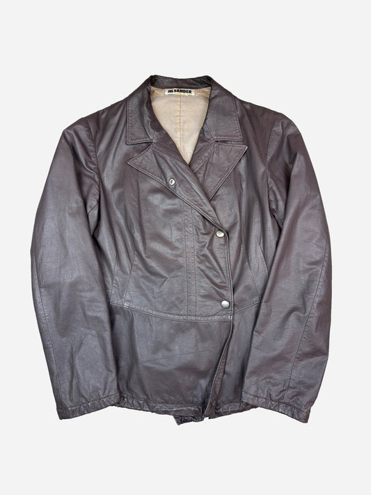 JIL SANDER 00's ASYMMETRICAL LEATHER JACKET. (38 / M) - SEVENUES.