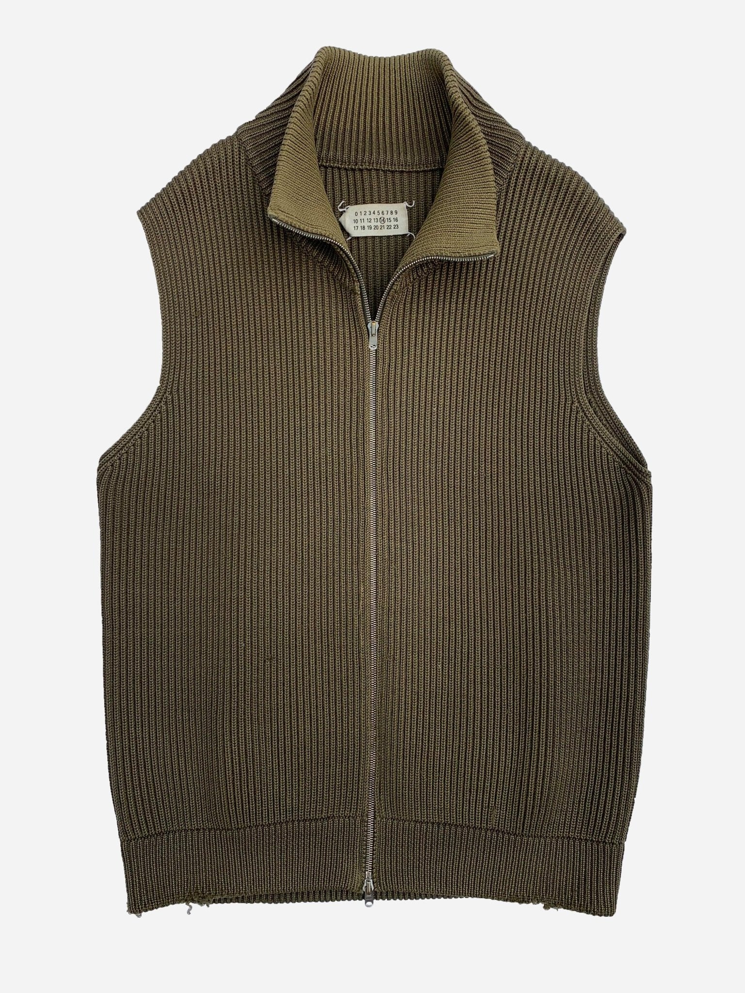 MAISON MARTIN MARGIELA F/W 2013 HEAVY KNITTED ZIP - UP VEST. (L) - SEVENUES.