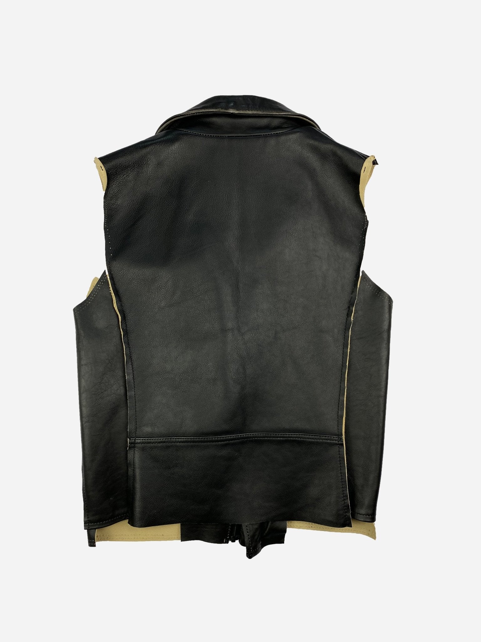 MAISON MARTIN MARGIELA X H&M DECONSTRUCTED BIKER LEATHER VEST. (42 / XL) - SEVENUES.