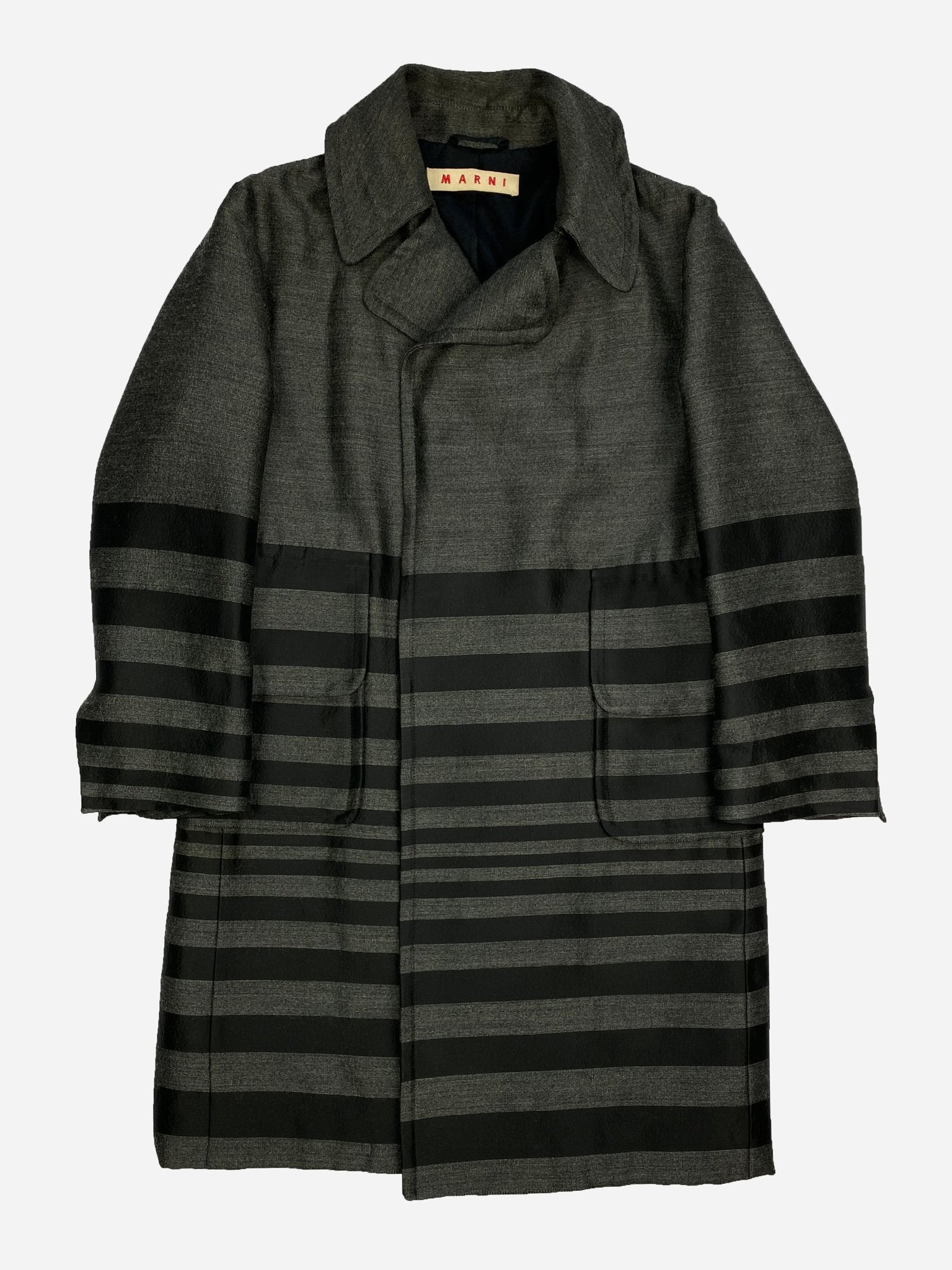 MARNI A/W '16 STRIPED LANA WOOL COAT. (40 / M) - SEVENUES.