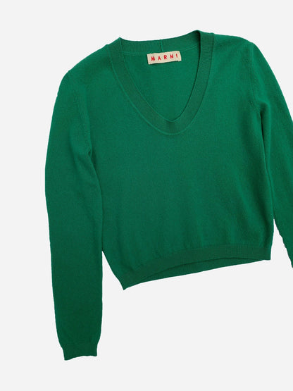 MARNI ELBOW PATCH 100% CASHMERE JUMPER. (40 / XS) - SEVENUES.