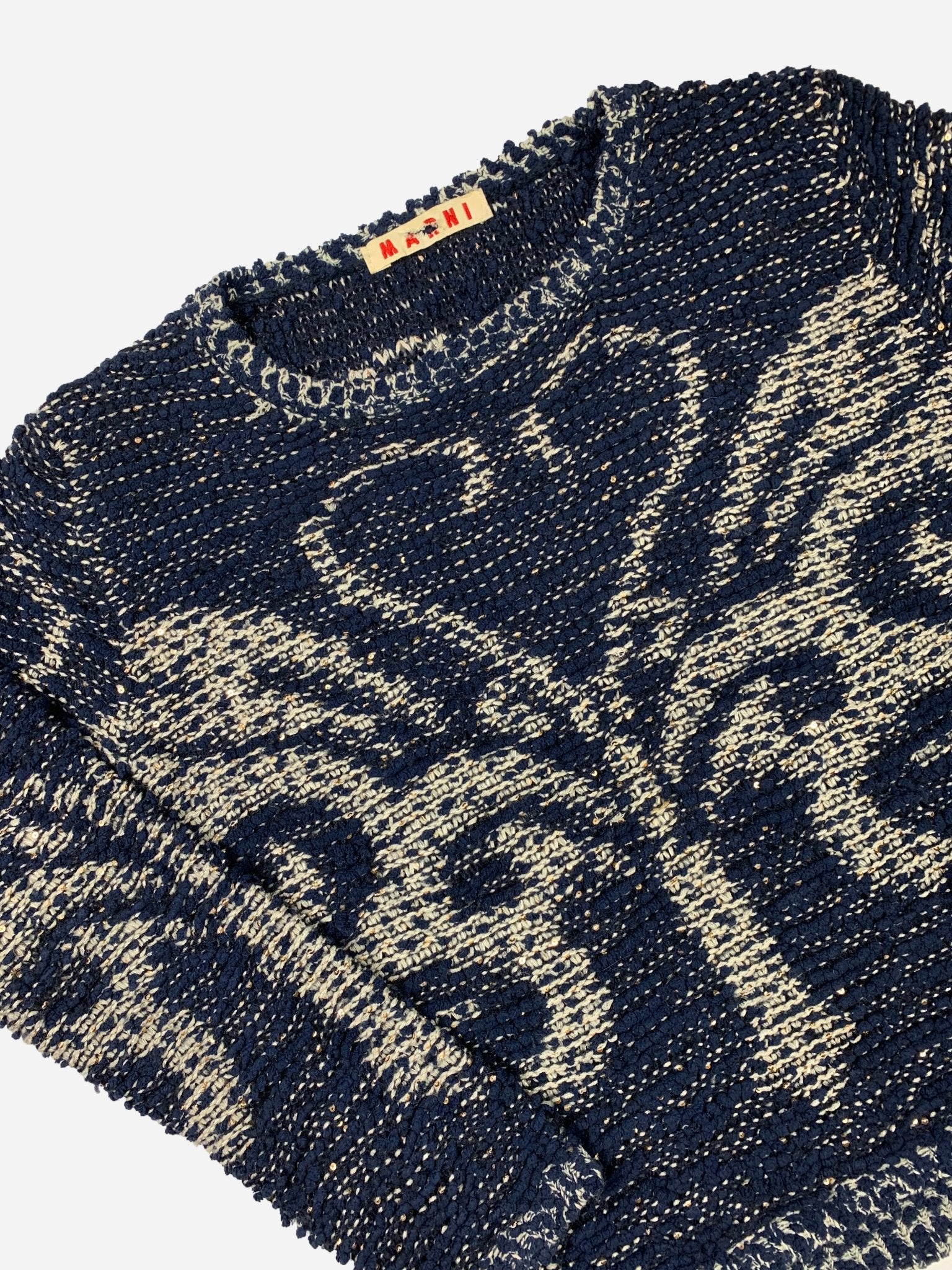 MARNI INTARSIA SEQUIN HEART KNIT JUMPER. (S) - SEVENUES.