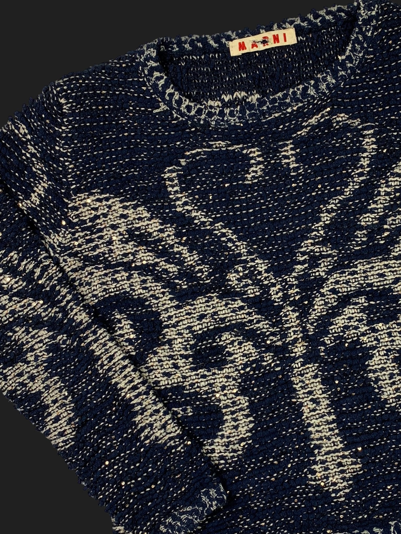 MARNI INTARSIA SEQUIN HEART KNIT JUMPER. (S) - SEVENUES.