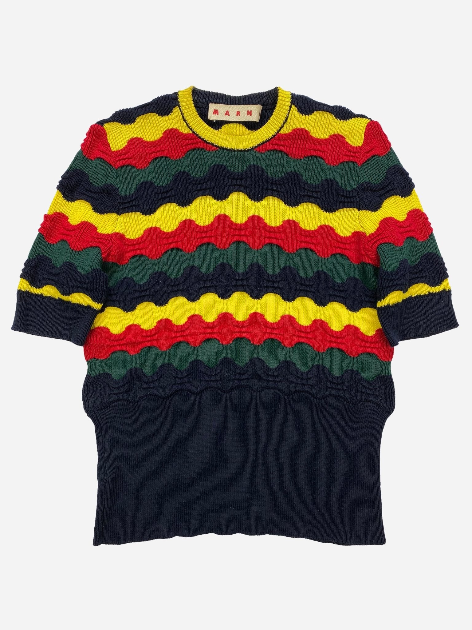 MARNI S/S 2017 MULTICOLOR SHORT - SLEEVE KNITWEAR JUMPER. (42 / M) - SEVENUES.