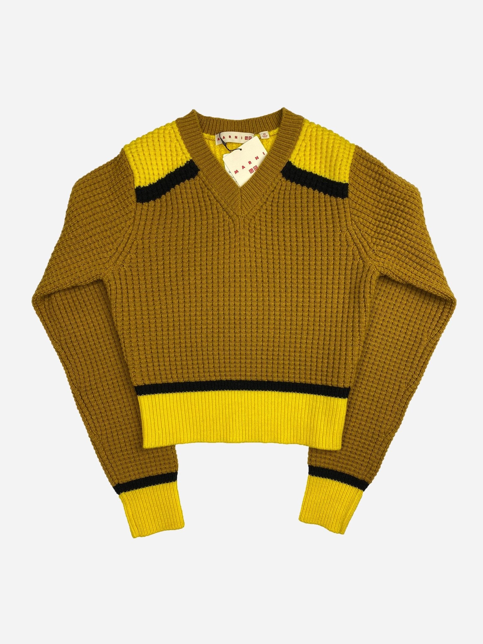 MARNI X UNIQLO CROPPED WAFFLE KNIT JUMPER. (XS) - SEVENUES.