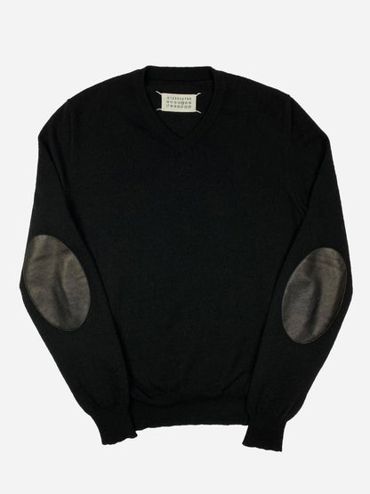 MARTIN MARGIELA V - NECK ELBOW PATCH KNITWEAR JUMPER. (S) - SEVENUES.