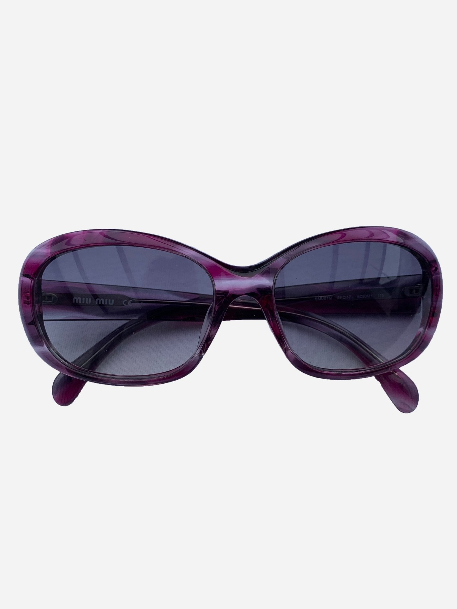 MIU MIU EYEWEAR PURPLE ACETATE SUNGLASSES. - SEVENUES.