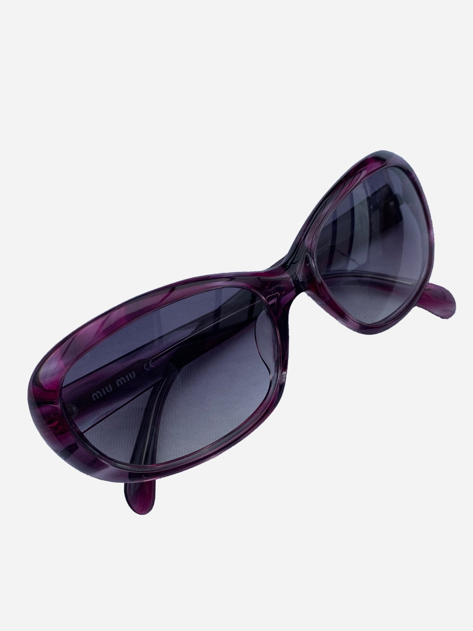 MIU MIU EYEWEAR PURPLE ACETATE SUNGLASSES. - SEVENUES.