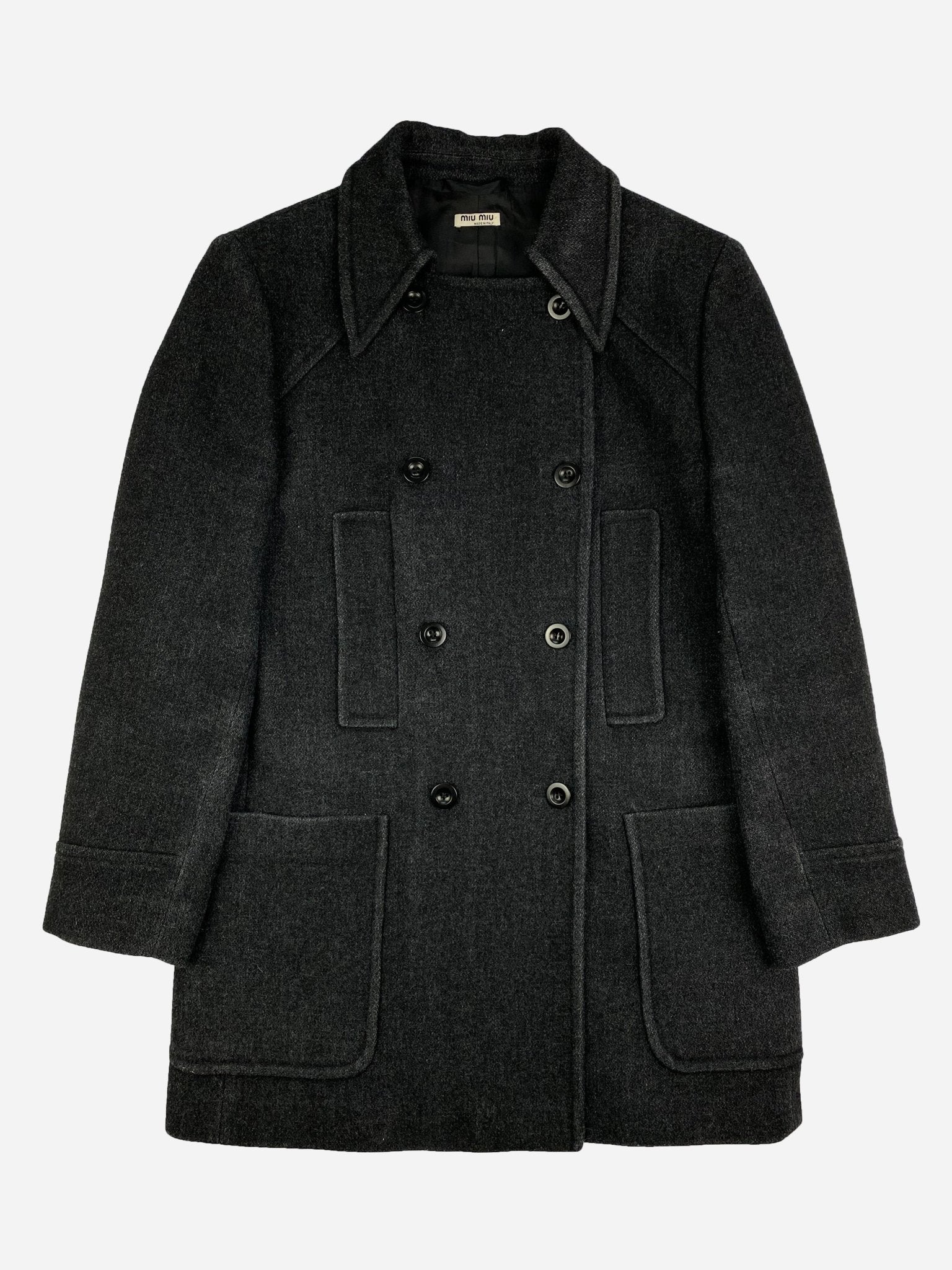 MIU MIU F/W 2004 WOOL PEA COAT. (46 / S) - SEVENUES.