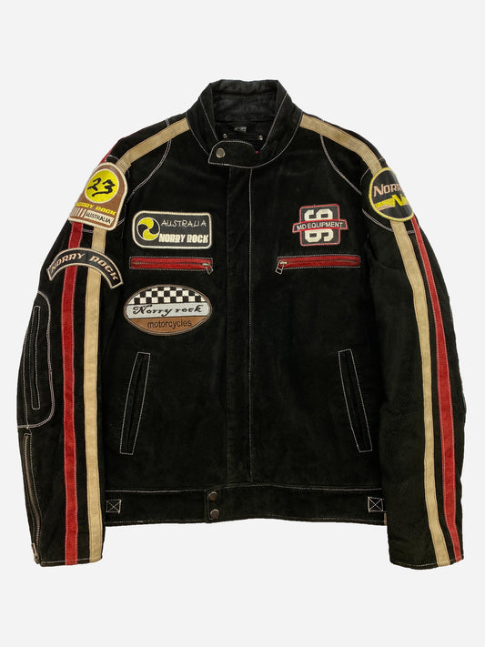 VINTAGE SUEDE LEATHER MOTORCYCLE JACKET. (44 / L)