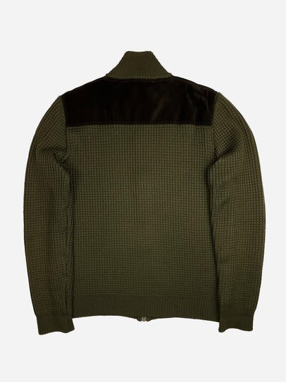 PRADA MILANO HEAVY WAFFLE KNIT ZIP-UP JACKET. (L)