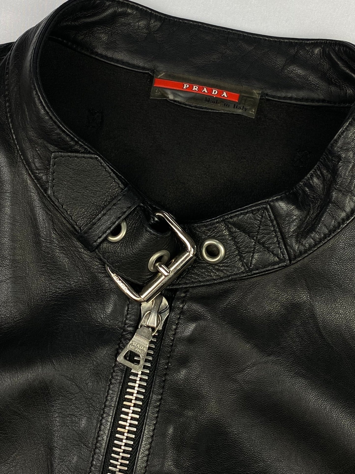 PRADA LINEA ROSSA F/W 2003 RACING LEATHER JACKET. (52 / L) - SEVENUES.