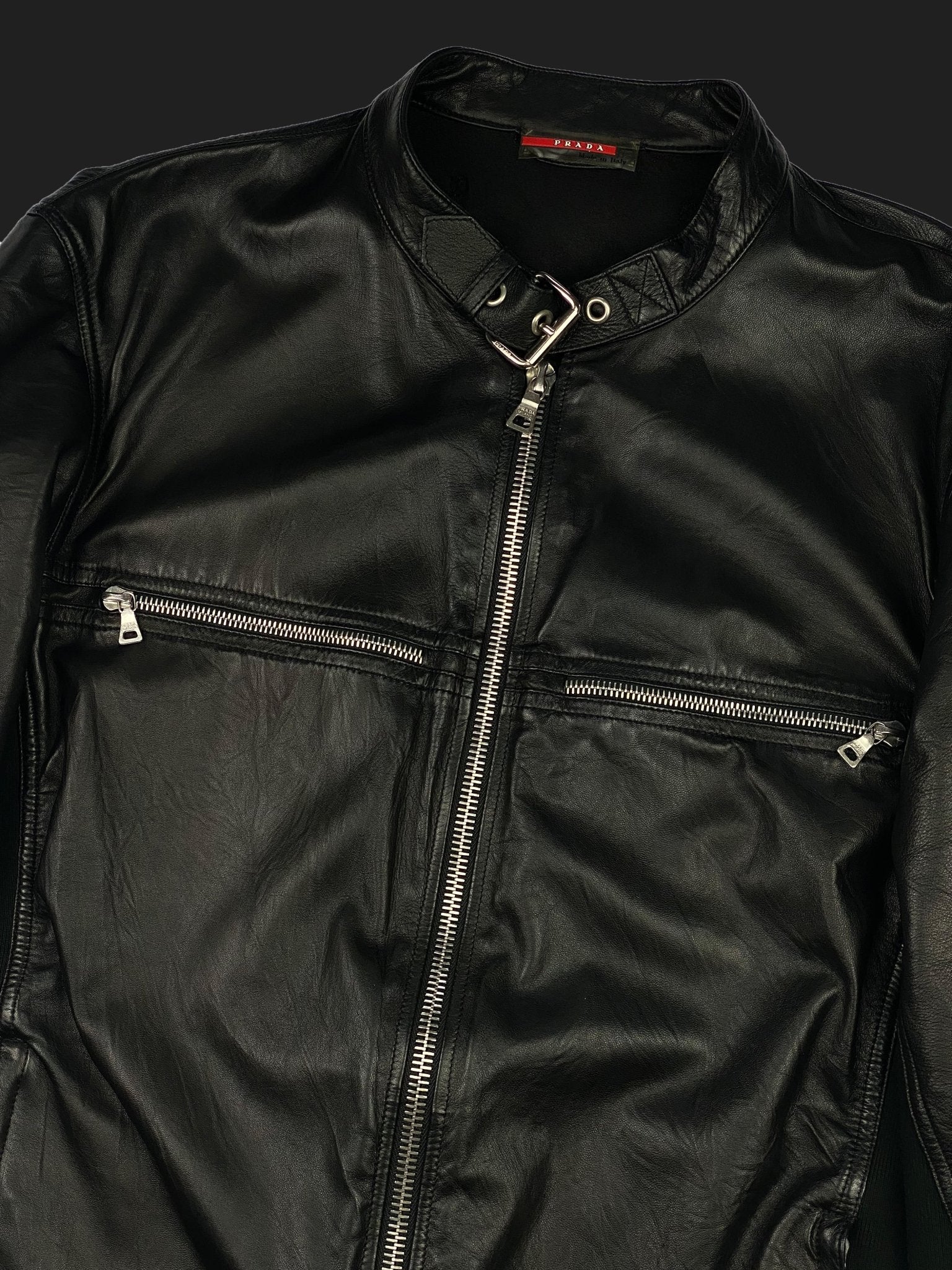 PRADA LINEA ROSSA F/W 2003 RACING LEATHER JACKET. (52 / L) - SEVENUES.