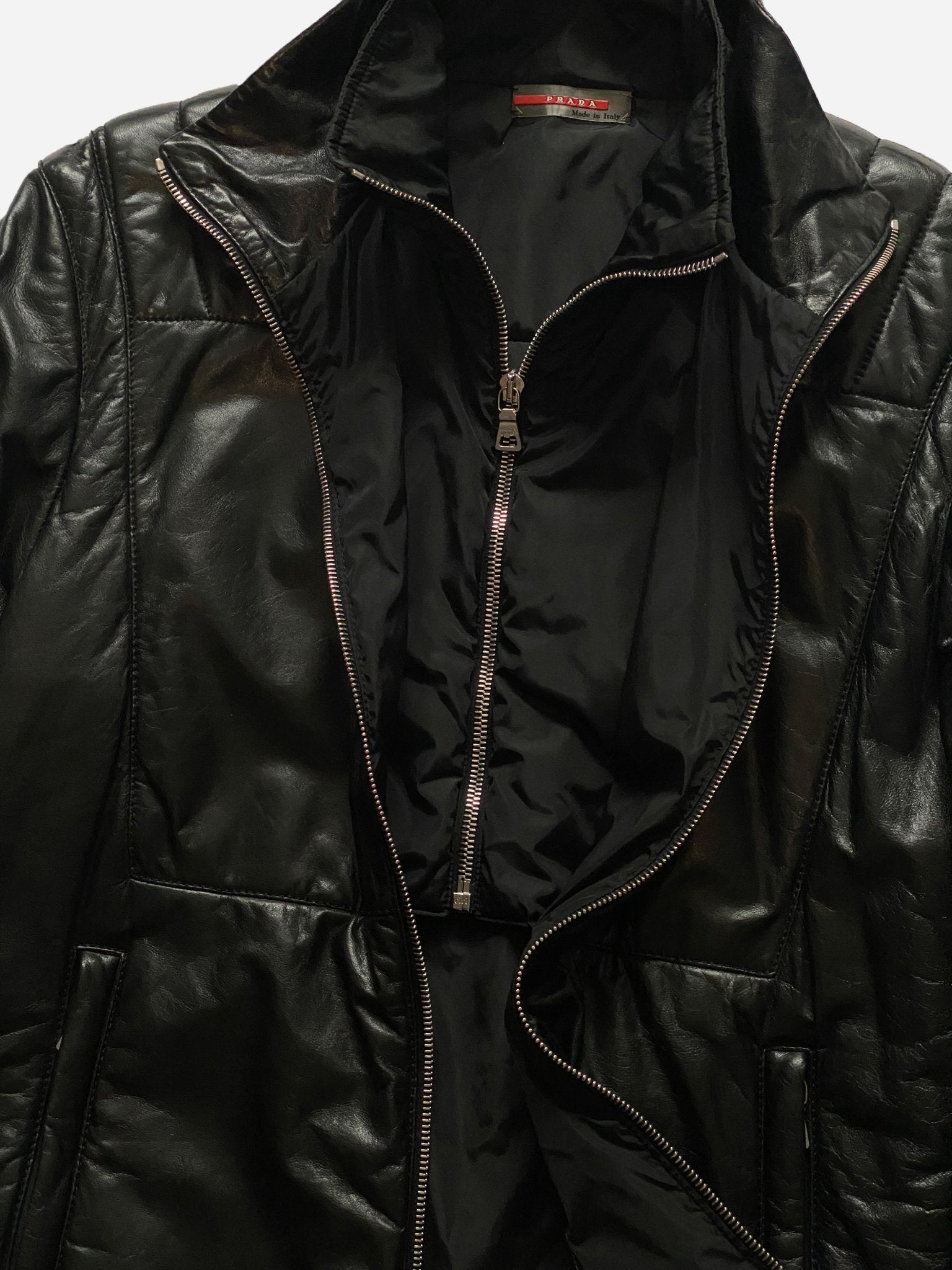 PRADA LINEA ROSSA F/W 2009 ZIP - UP LEATHER JACKET. (48 / M) - SEVENUES.