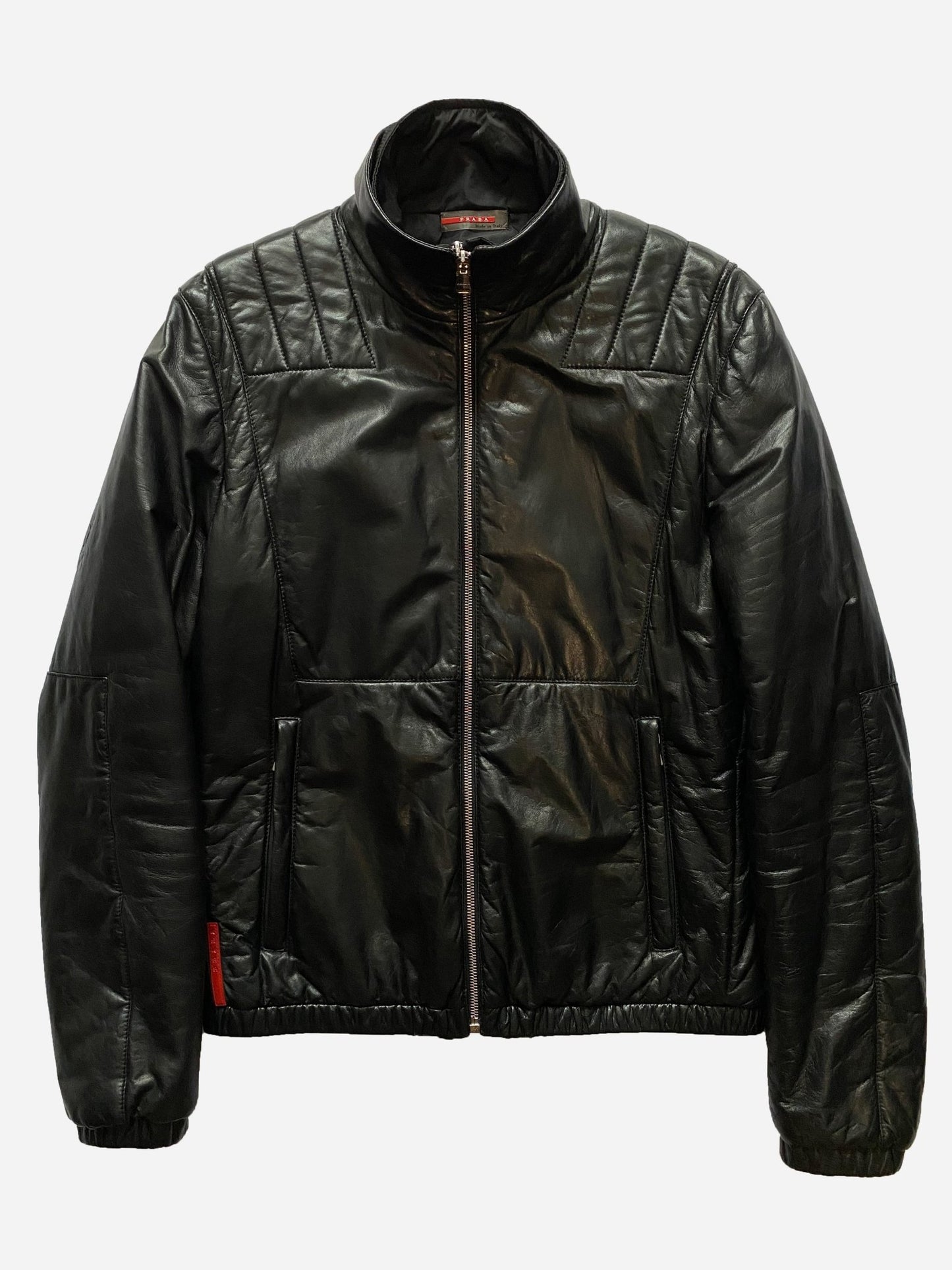 PRADA LINEA ROSSA F/W 2009 ZIP - UP LEATHER JACKET. (48 / M) - SEVENUES.