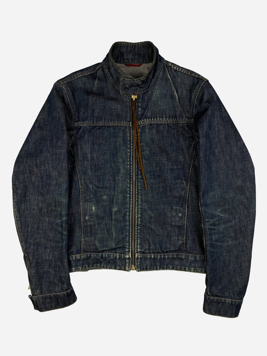 PRADA LINEA ROSSA S/S 2002 MOTO DENIM JACKET. (48 / M) - SEVENUES.