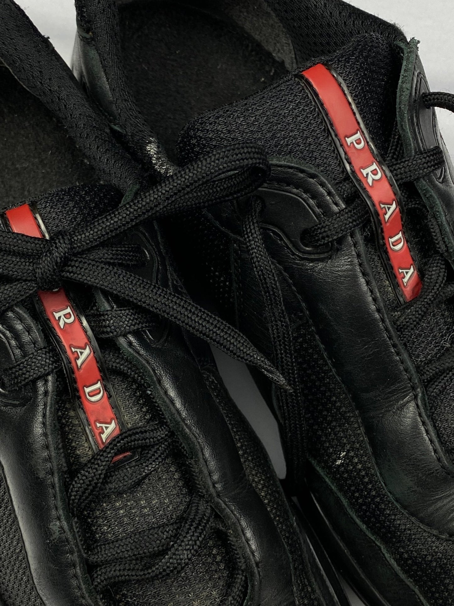 PRADA MILANO AMERICA'S CUP BLACK LEATHER SNEAKER. (9,5 / 43) - SEVENUES.