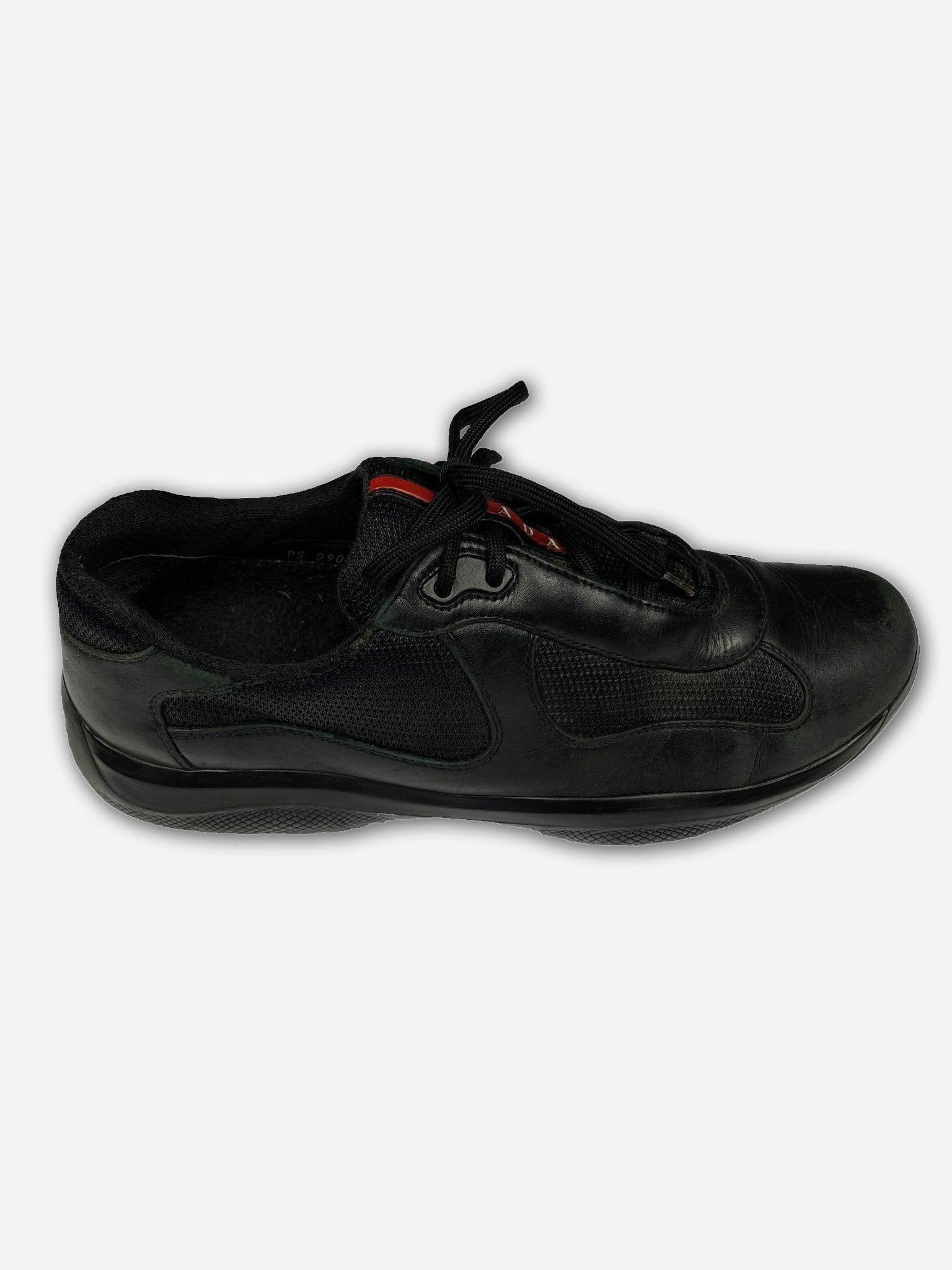 PRADA MILANO AMERICA'S CUP BLACK LEATHER SNEAKER. (9,5 / 43) - SEVENUES.