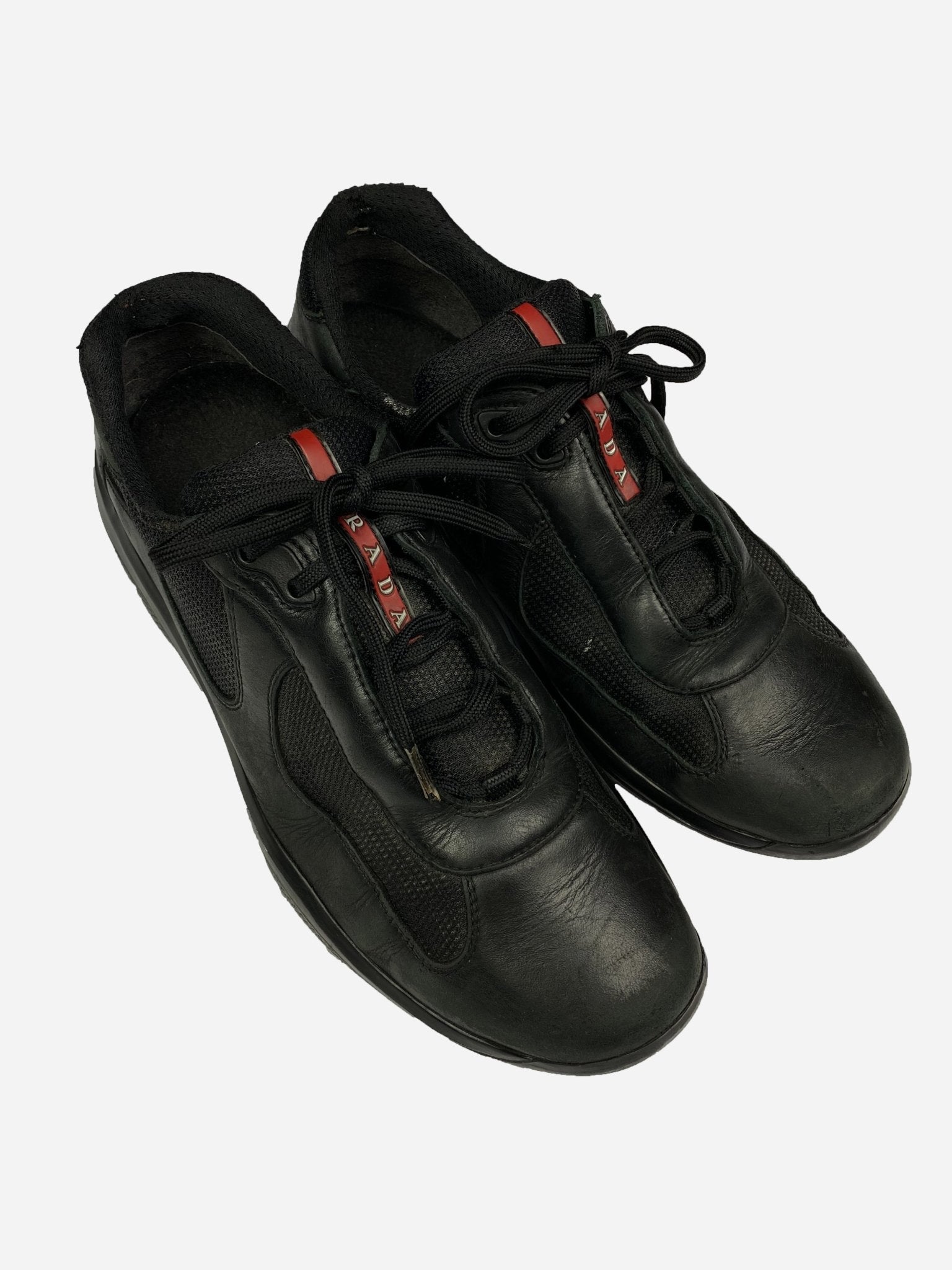 PRADA MILANO AMERICA'S CUP BLACK LEATHER SNEAKER. (9,5 / 43) - SEVENUES.