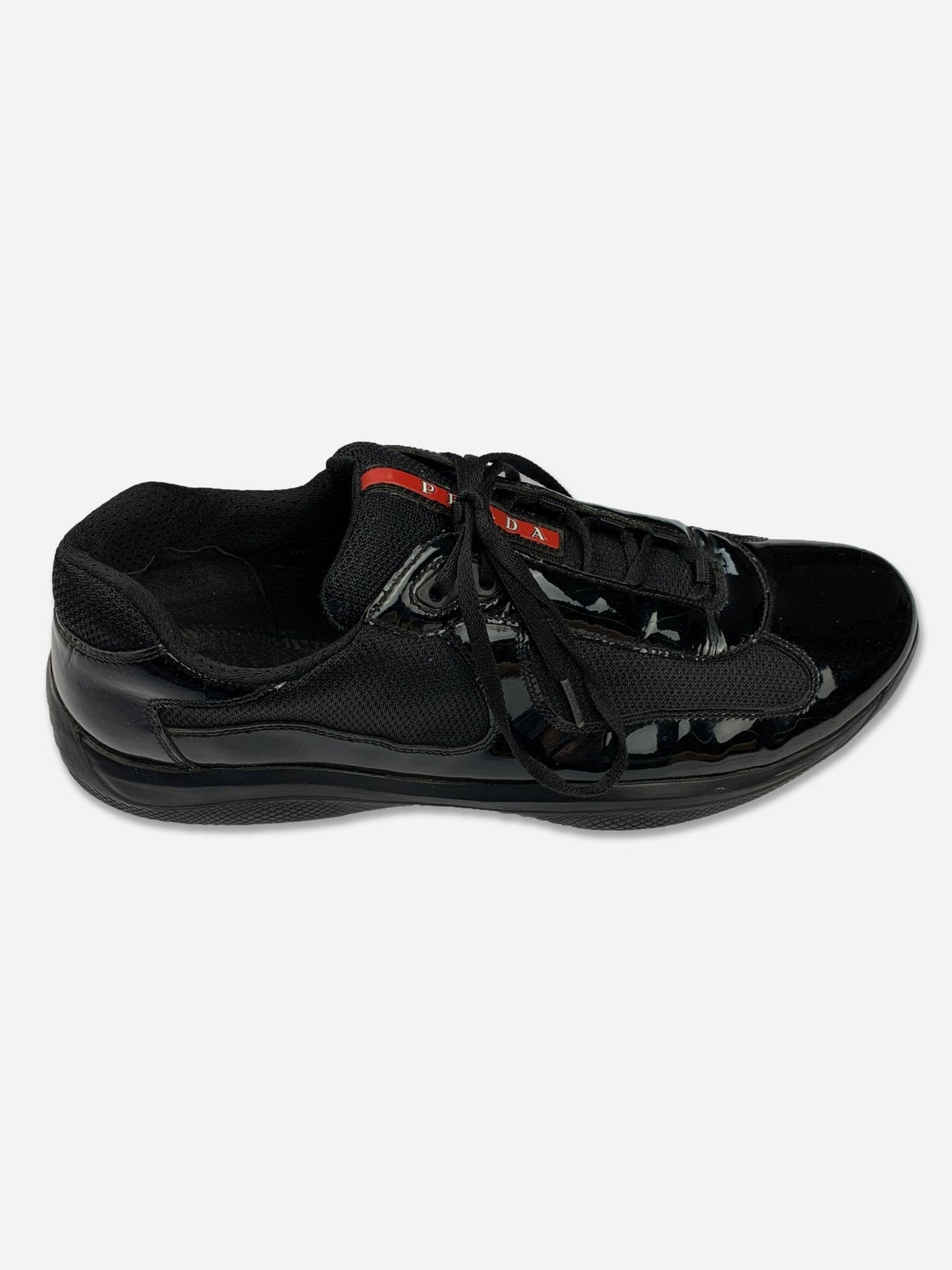 PRADA MILANO AMERICAS CUP PATENT LEATHER SNEAKER. (45) - SEVENUES.