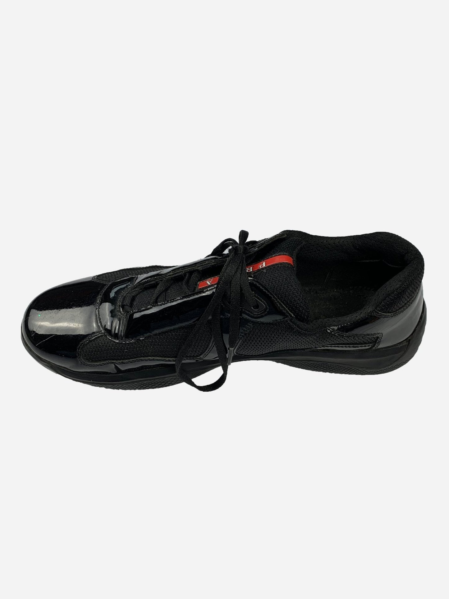 PRADA MILANO AMERICAS CUP PATENT LEATHER SNEAKER. (45) - SEVENUES.