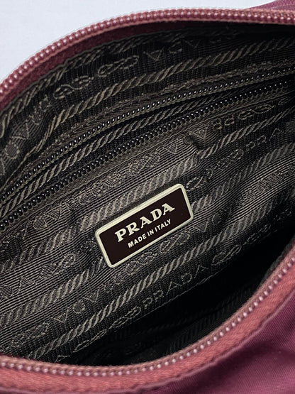 PRADA MILANO BURGUNDY RED NYLON MESSENGER BAG. - SEVENUES.