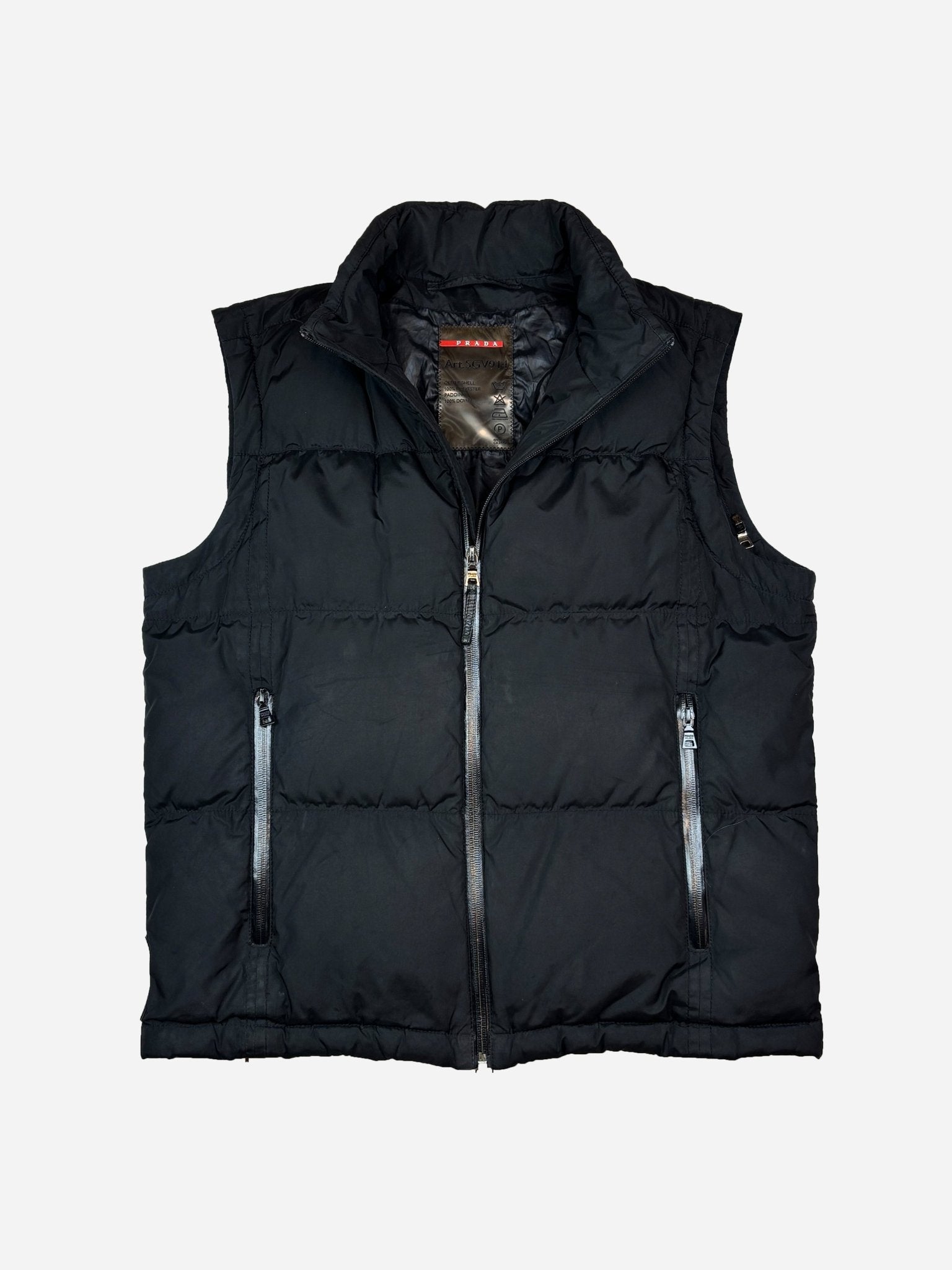 PRADA MILANO F/W 2003 LOGO DOWN VEST. (50 / M) - SEVENUES.