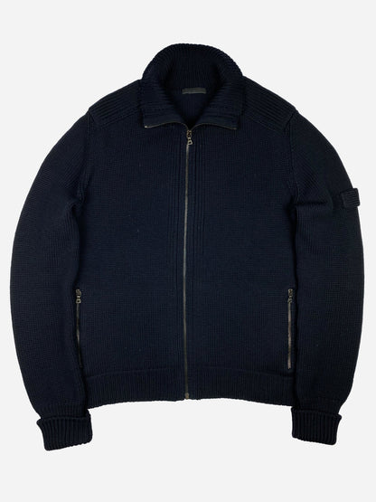 PRADA MILANO F/W 2006 HEAVY KNIT ZIP - UP JACKET. (56 / XL) - SEVENUES.