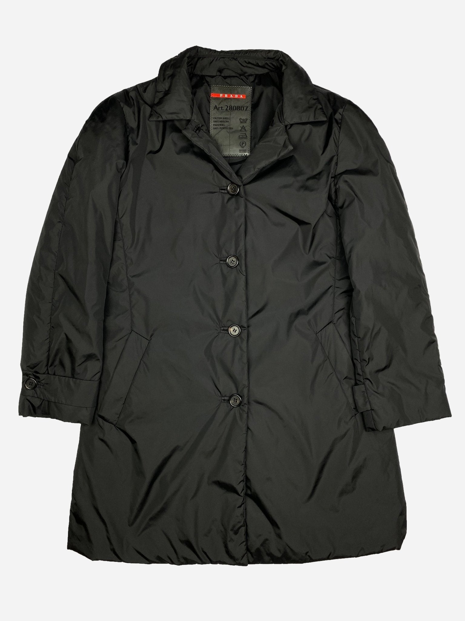 PRADA MILANO F/W 2006 LINEA ROSSA PADDED NYLON COAT. (40 / M) - SEVENUES.