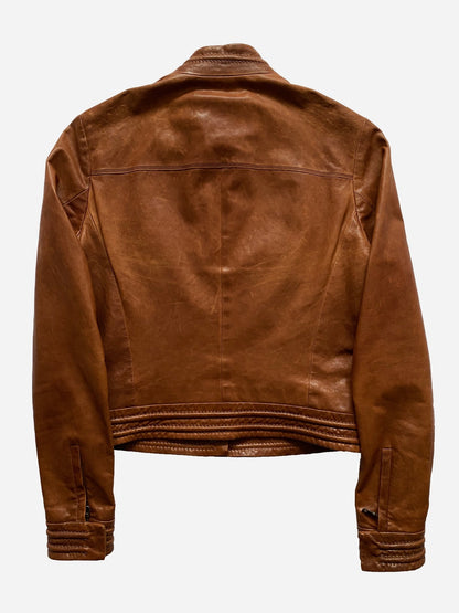 PRADA MILANO F/W 2011 CROPPED LAMBSKIN LEATHER JACKET. (40 / XS) - SEVENUES.