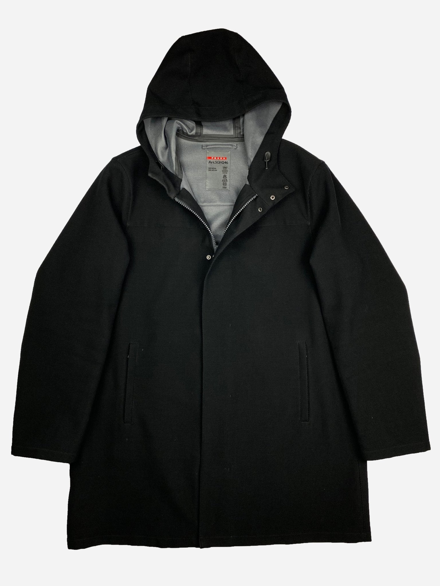 PRADA MILANO F/W 2011 LINEA ROSSA WOOL & NYLON COAT. (54 / L) - SEVENUES.