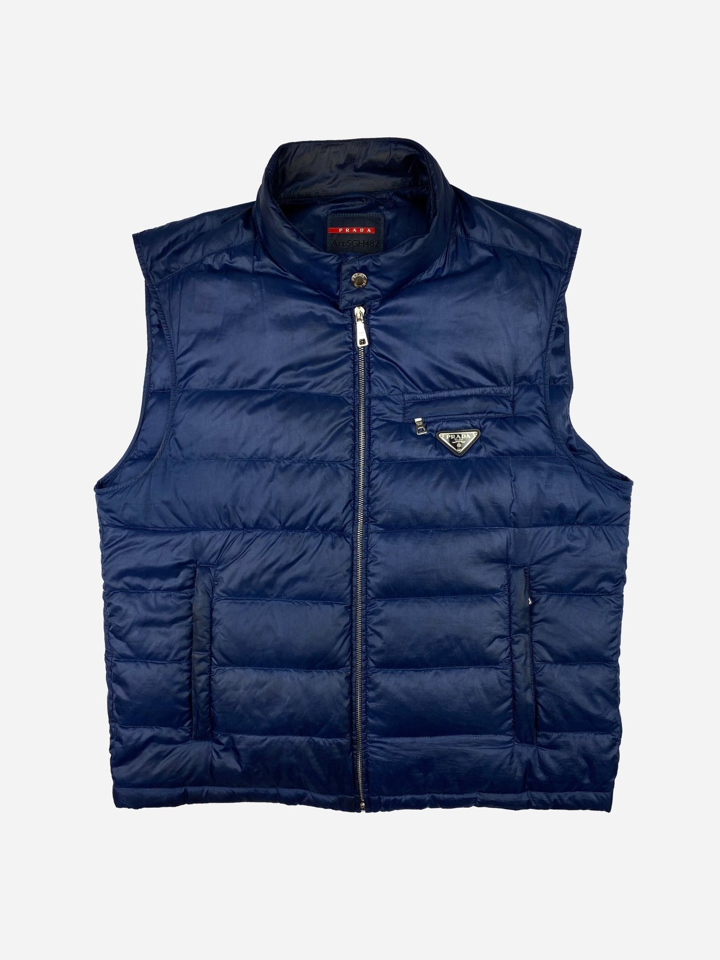 PRADA MILANO F/W 2012 LOGO - PLAQUE DOWN VEST. (50 / M) - SEVENUES.