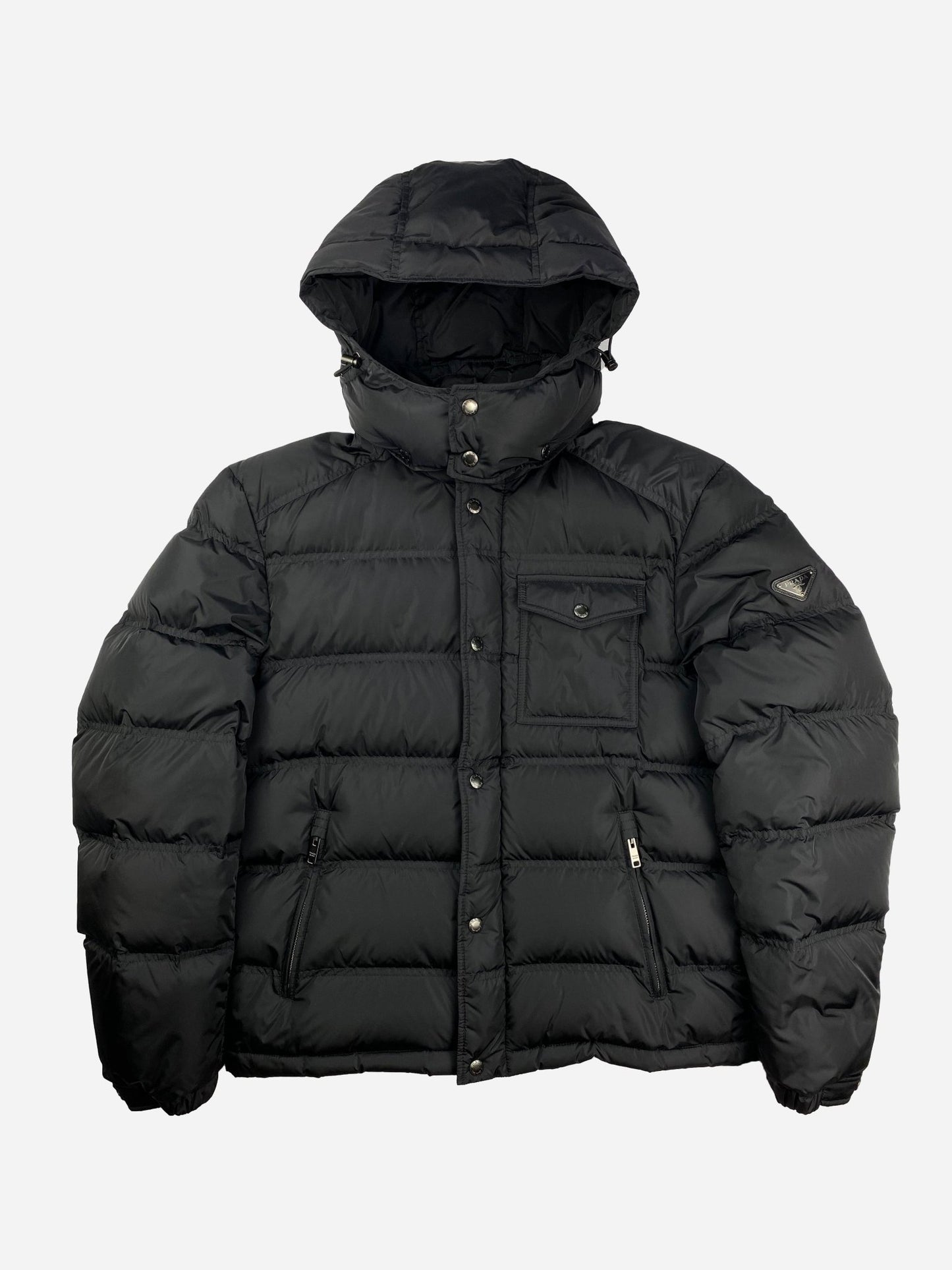 PRADA MILANO F/W 2017 LOGO - PLAQUE DOWN JACKET. (52 / L) - SEVENUES.