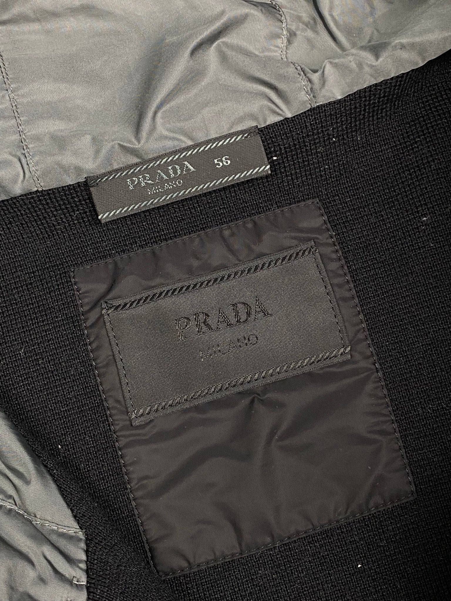 PRADA MILANO F/W 2018 RUBBER PATCH VIRGIN WOOL JACKET. (56 / XL) - SEVENUES.