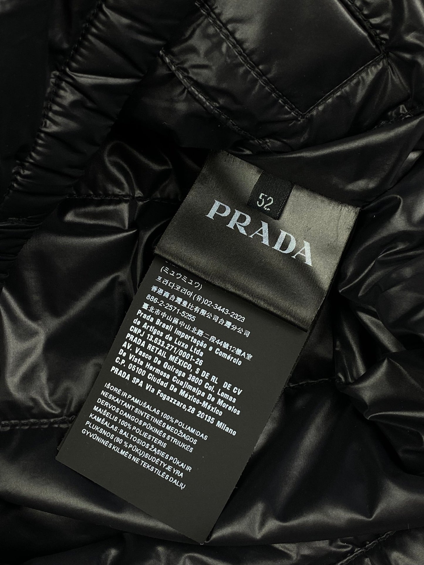 PRADA MILANO F/W 2019 LOGO - PLAQUE DOWN JACKET. (52 / L) - SEVENUES.