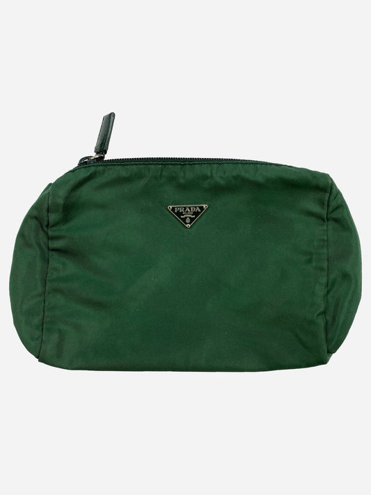 PRADA MILANO GREEN NYLON POUCH. - SEVENUES.