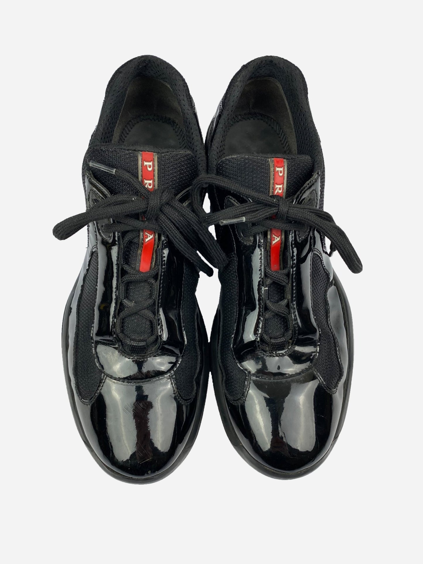 PRADA MILANO LINEA ROSSA AMERICA'S CUP PATENT LEATHER SNEAKER. (43) - SEVENUES.