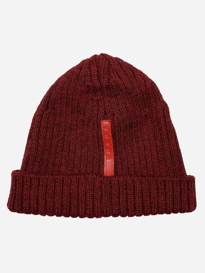 PRADA MILANO LINEA ROSSA RUBBER PATCH WOOL BEANIE. - SEVENUES.